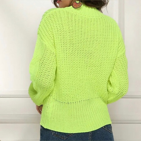 Neon Knit High Collar Sweater - Picture 3 of 3